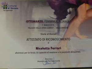 Attestato di Riconoscimento a Nicoletta Ferrari - Dismappa